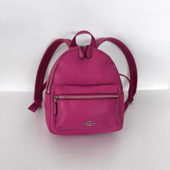 Coach Charlie Mini Backpack in Pebble Leather and Nylon Pink F38263 main image 16